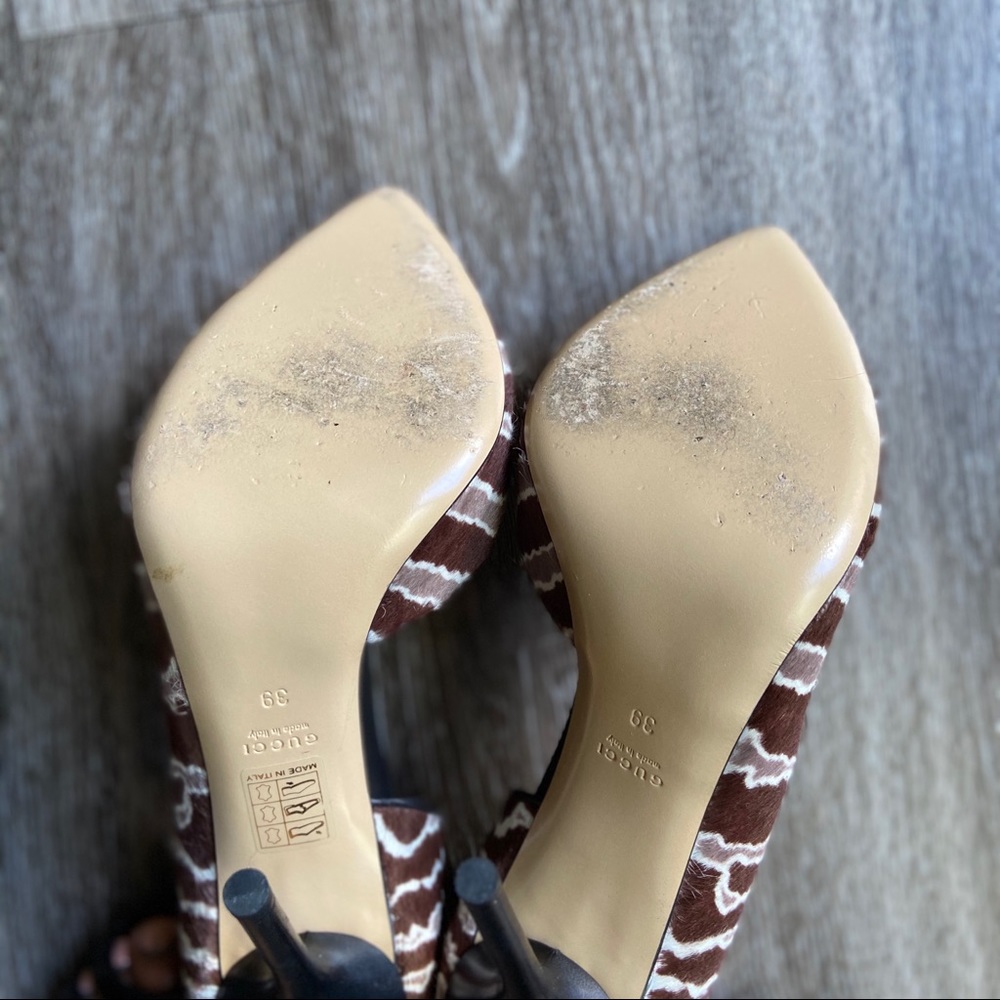 Gucci Brown and Cream Zebra-Print Pointed-Toe Stilettos - Picture 14 of 16